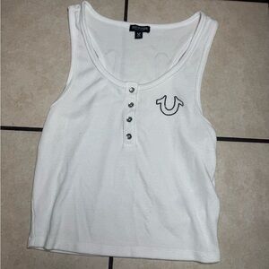 True Religion White Buttoned Tank Top size medium